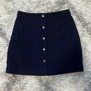 Navy Corduroy button front skirt